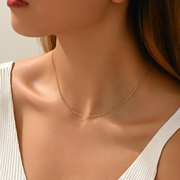 Hypoallergenic 18K Gold Plated Choker Necklace - Waterproof & Tarnish Resistant - Picture 2 of 7